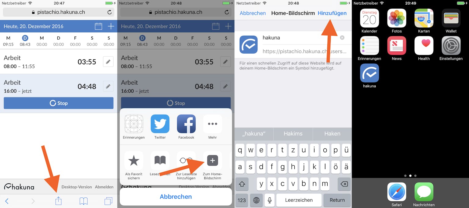 Zum Homescreen hinzufügen
