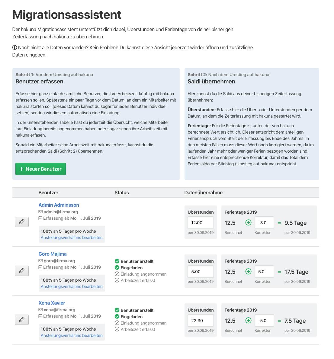 Der Migrationsassistent kann unter Verwalten > Tools gefunden werden