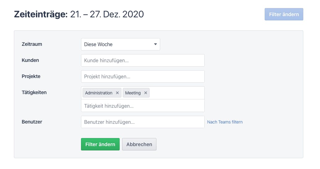 Filter mit Mehrfachauswahl