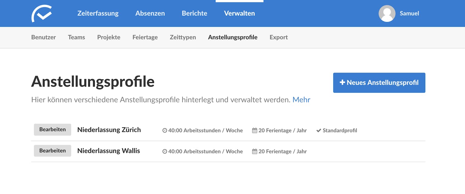 Verwaltung Anstellungsprofile