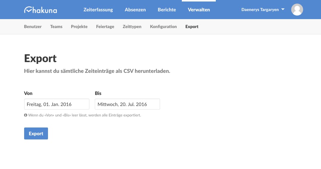 CSV Export