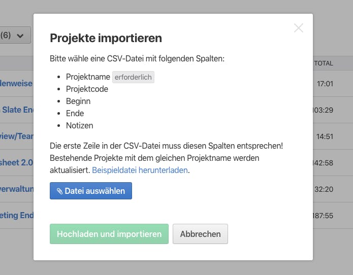 Importieren per Knopfdruck