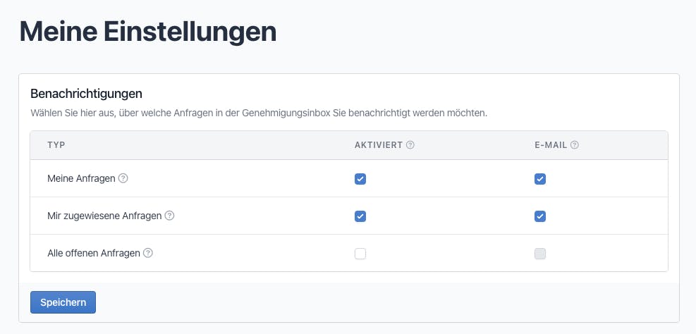 Genehmigungsrelevante Benachrichtigungen können neu unter "Meine Einstellungen" den eigenen Bedürfnissen angepasst werden.